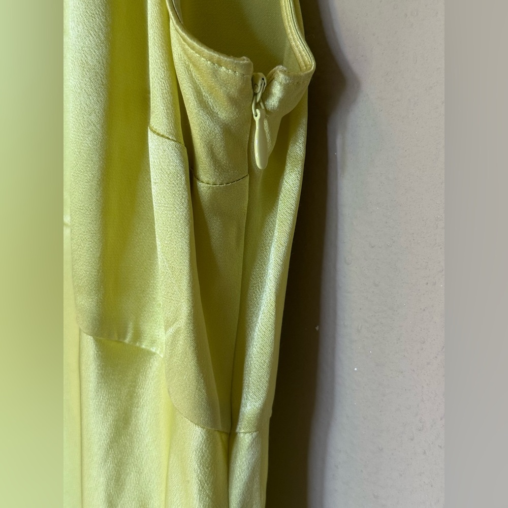 Rails Cindi Chartreuse Satin Midi Slip Dress Cutout Tie Front XL Minimalist - Picture 6 of 11